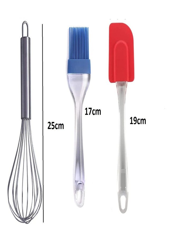 Foliam Steel Cake Hand Blender Whisker Latte Maker Stirrer for Mixing Milk Coffee Egg Beater Combo with Silicone Oil Pastry Brush Spatula Set Baking Tools - Image 2